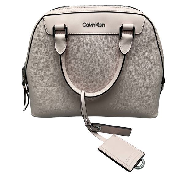 Calvin Klein Leather Light Pink Multi-Pocket Double Strap Hand Bag Purse - Picture 1 of 11